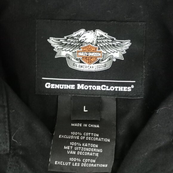 Harley Davidson Skull Flames Button Down Short Sleeve Shirt - Picture 5 of 5